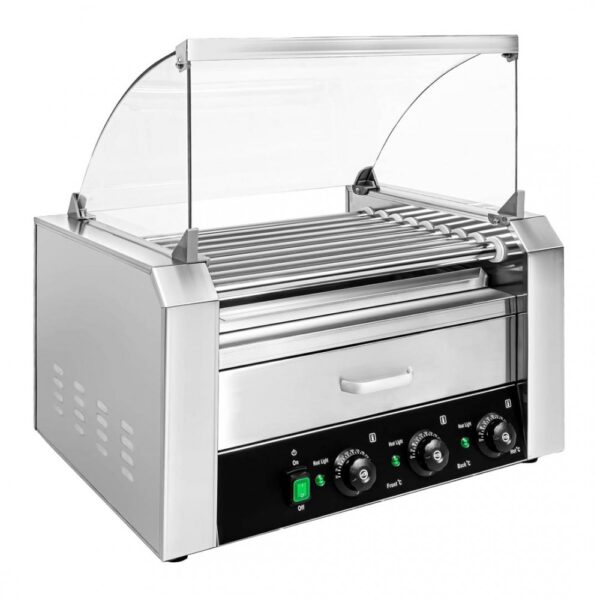 Roller Hot Dogs 11 Rodillos con Cúpula y Cajón de Pan